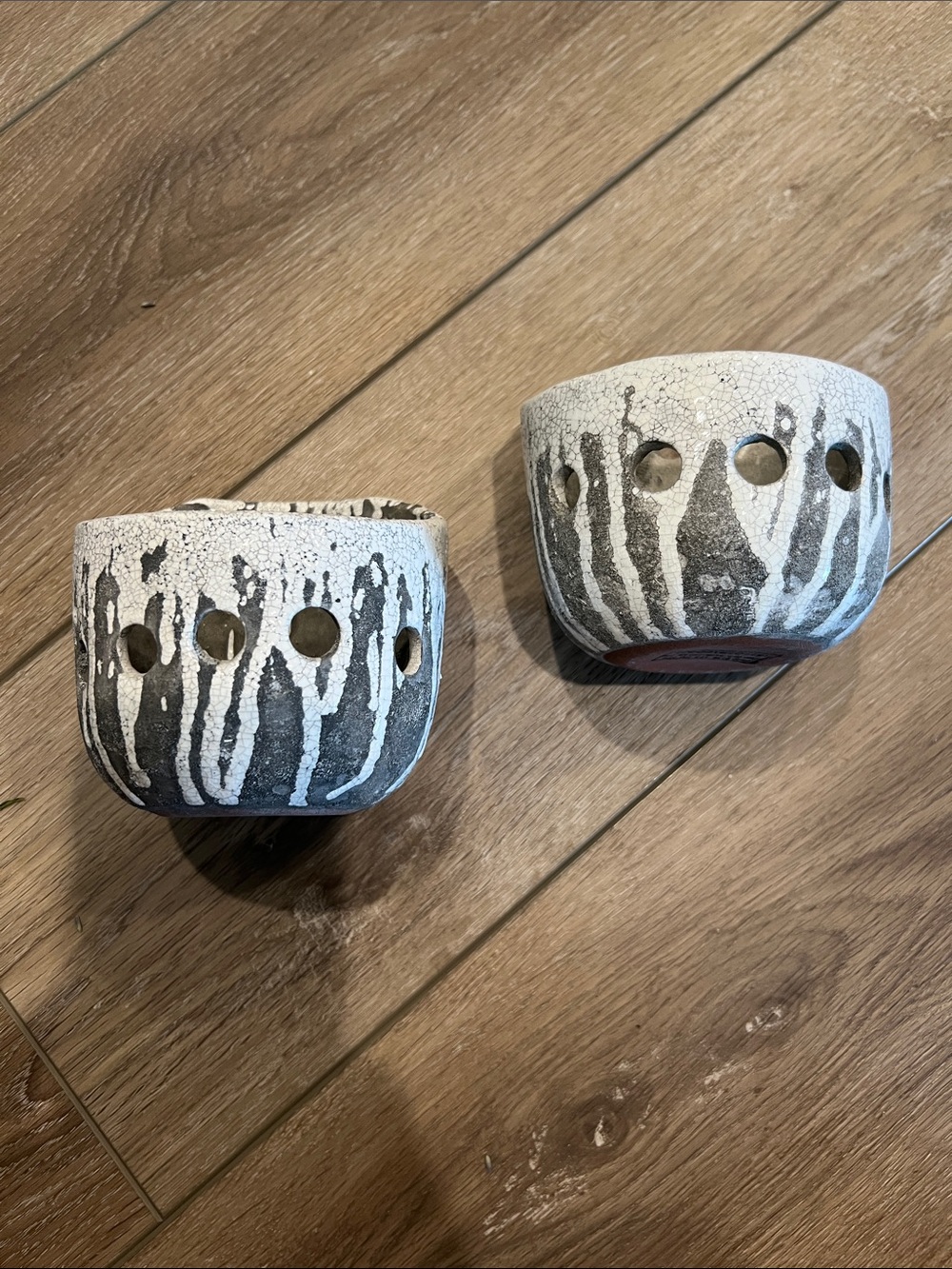 White and Gray Ceramic Wall Plant Holders- Set of 2
